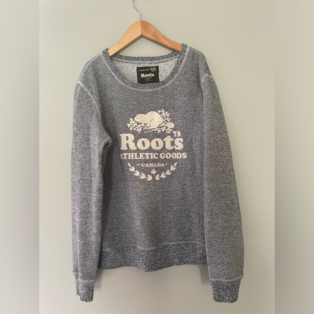 Roots // Salt + Pepper Grey Fleece Crewneck Sweater